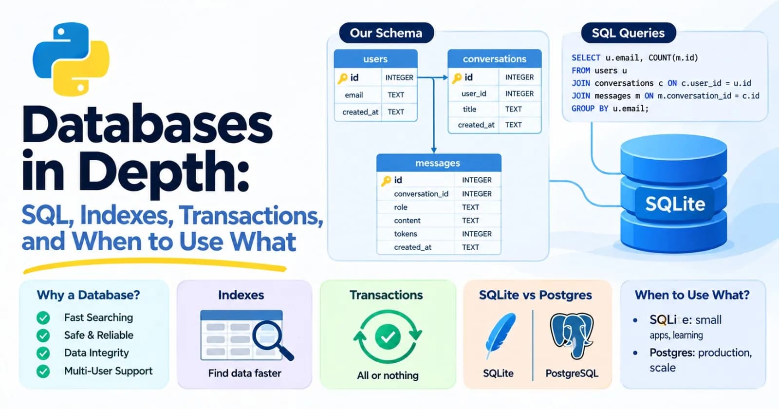 Databases in Depth: SQL, Indexes, Transactions, and When to Use What