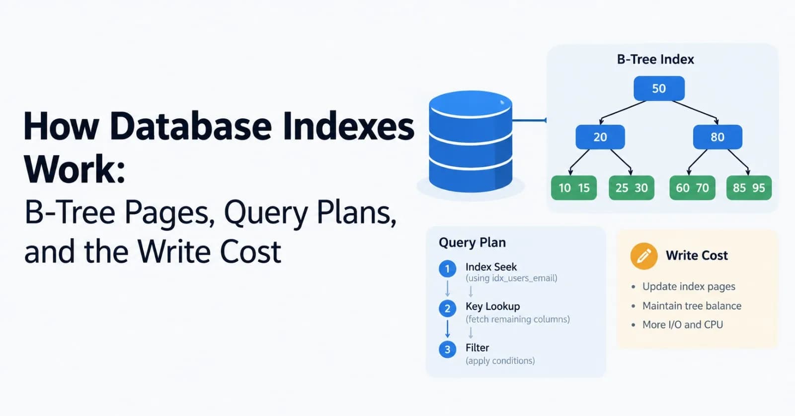 How Database Indexes Work: B-Tree Pages, Query Plans, and the Write Cost